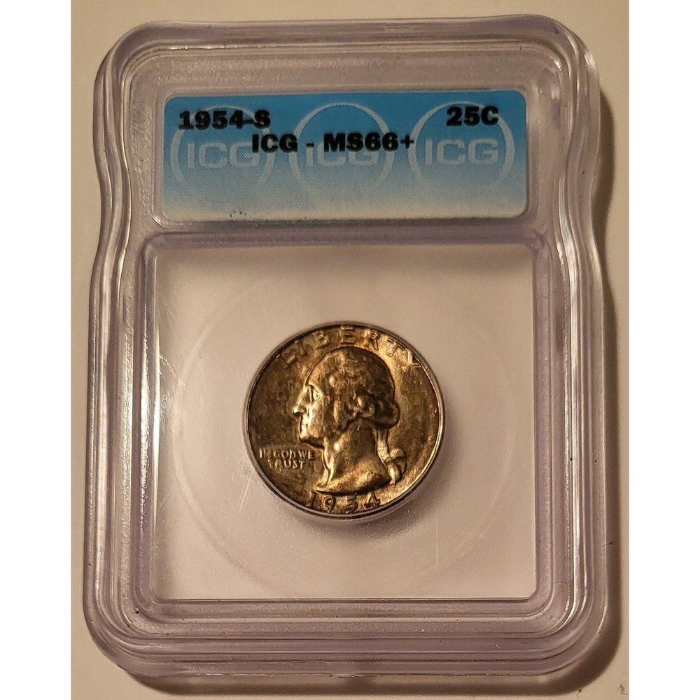 1954 S Washington Quarter Unc MS66+ ICG Toning